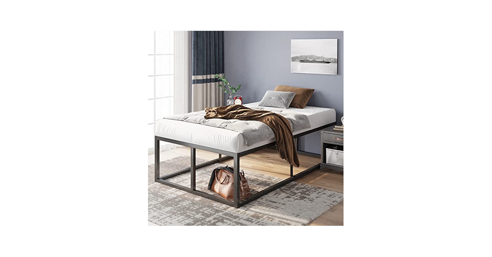 Amazon.com: ZINUS Joseph Metal Platforma Bed Frame, Mattress